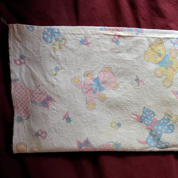 Vintage Flannel Receiving Blanket - Scotty Dogs and Teddy Bears - c mid-1970s - Picture 3 of 3